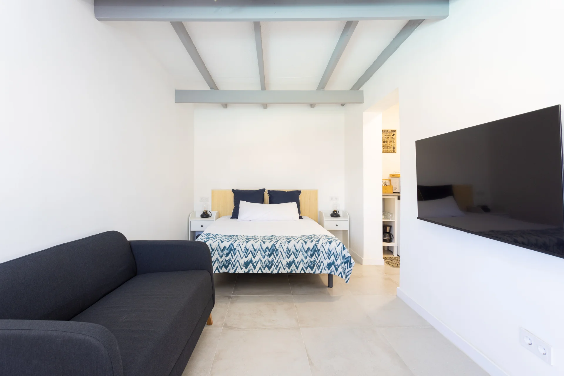 Sofa and bed TV area